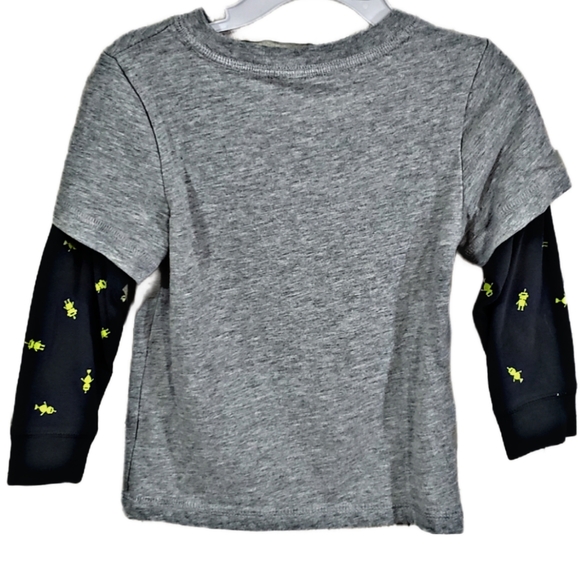 Cat & Jack Boys' Long Layered Sleeve "Monster Robot" Graphic T-Shirt Sz 2T - Picture 2 of 4
